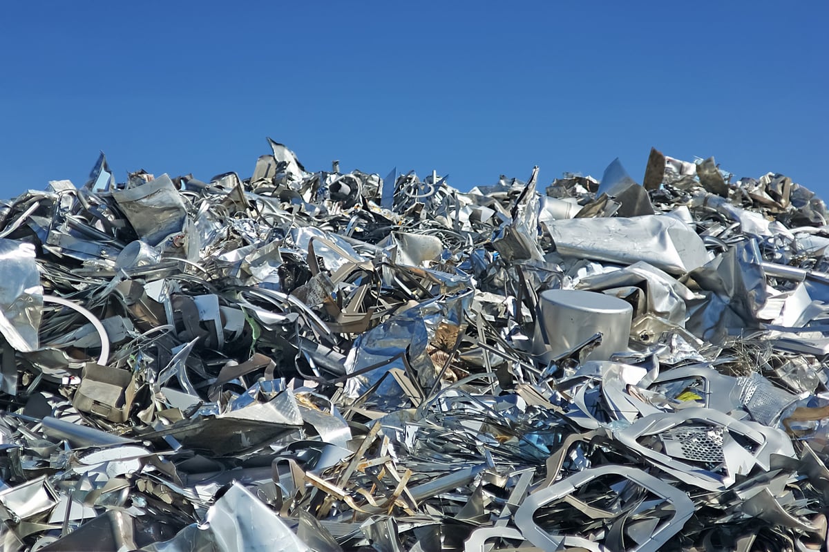 Metal scrap outside a foundry to be recycled