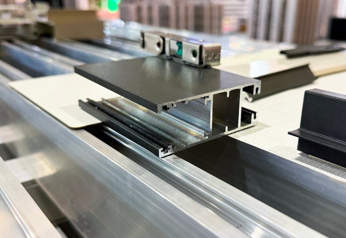 Black aluminium anodised extrusion profile cross section pattern